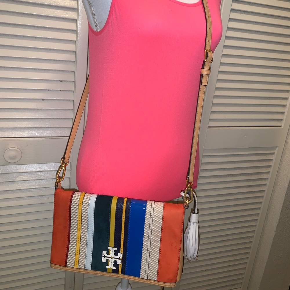 Tory Burch McGraw striped crossbody/clutch bag - Picture 2 of 12